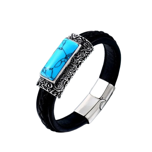 Turquoise Howlite and Leather Bracelet