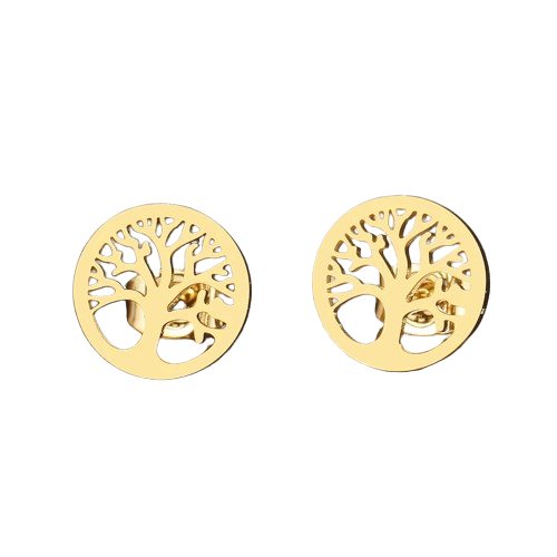 Stainless Steel Tree of Life Earrings Gold Plated