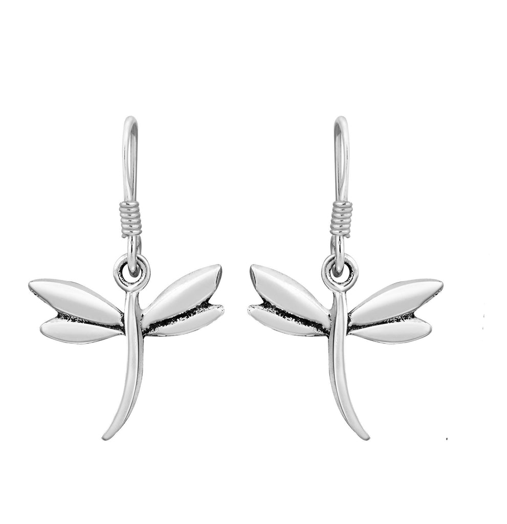 Sterling Silver Dragonfly Hanging Earrings