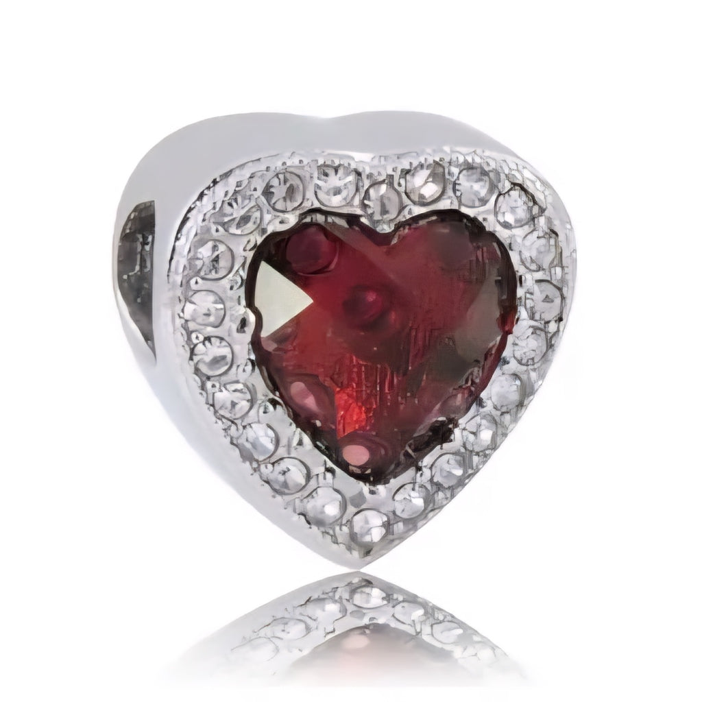 Rhinestone Red Heart Charm