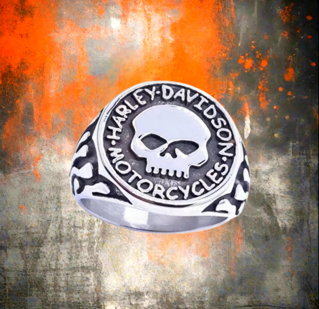 Stainless Steel Motorcycle Skull Ring