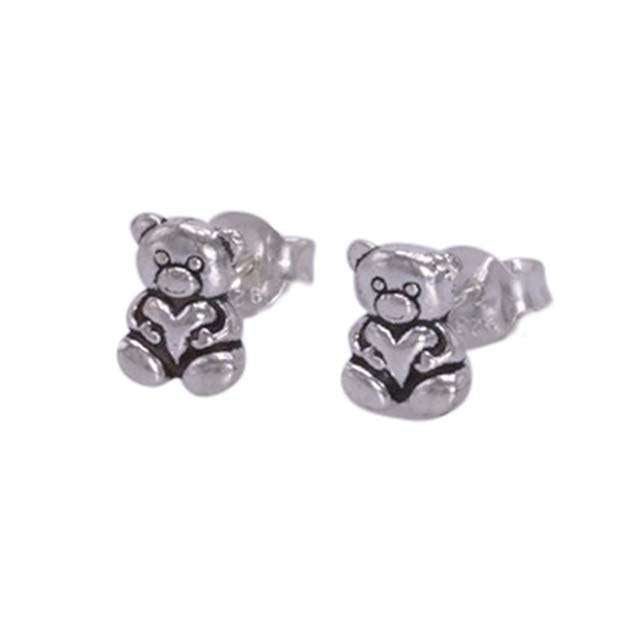 Steling Silver Teddy Bear Stud Earrings