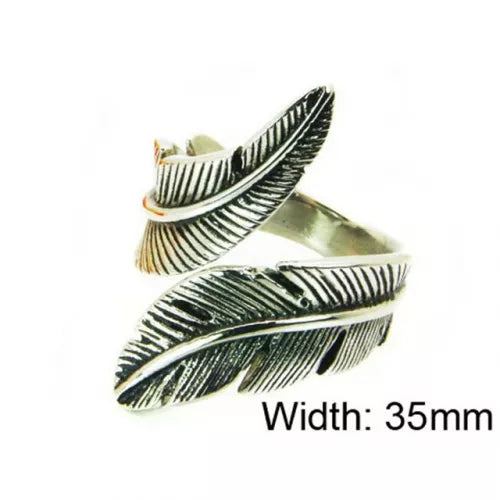Stainless Steel Wrapped Feather Ring