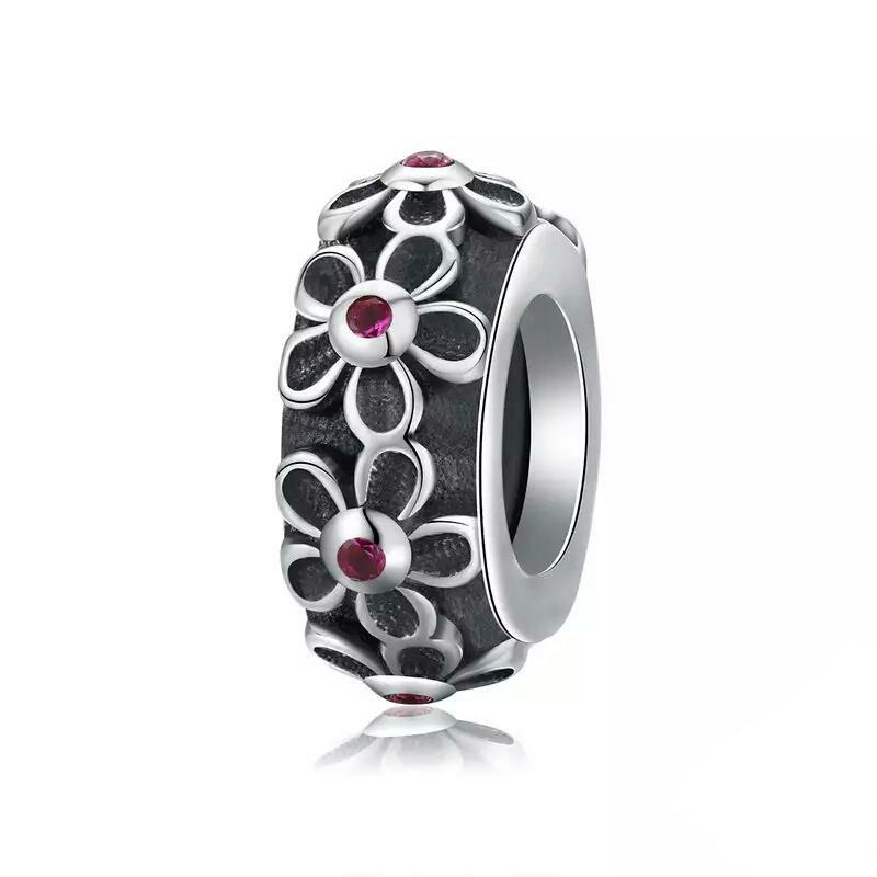 Sterling Silver Pandora Style Retro Flower Spacer Charm