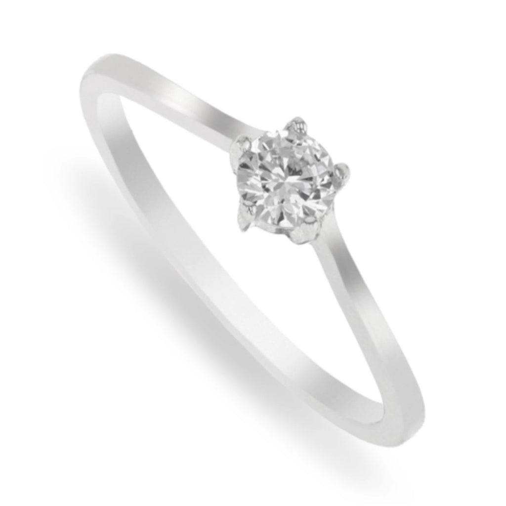 Sterling
Silver Petite Solitaire Ring