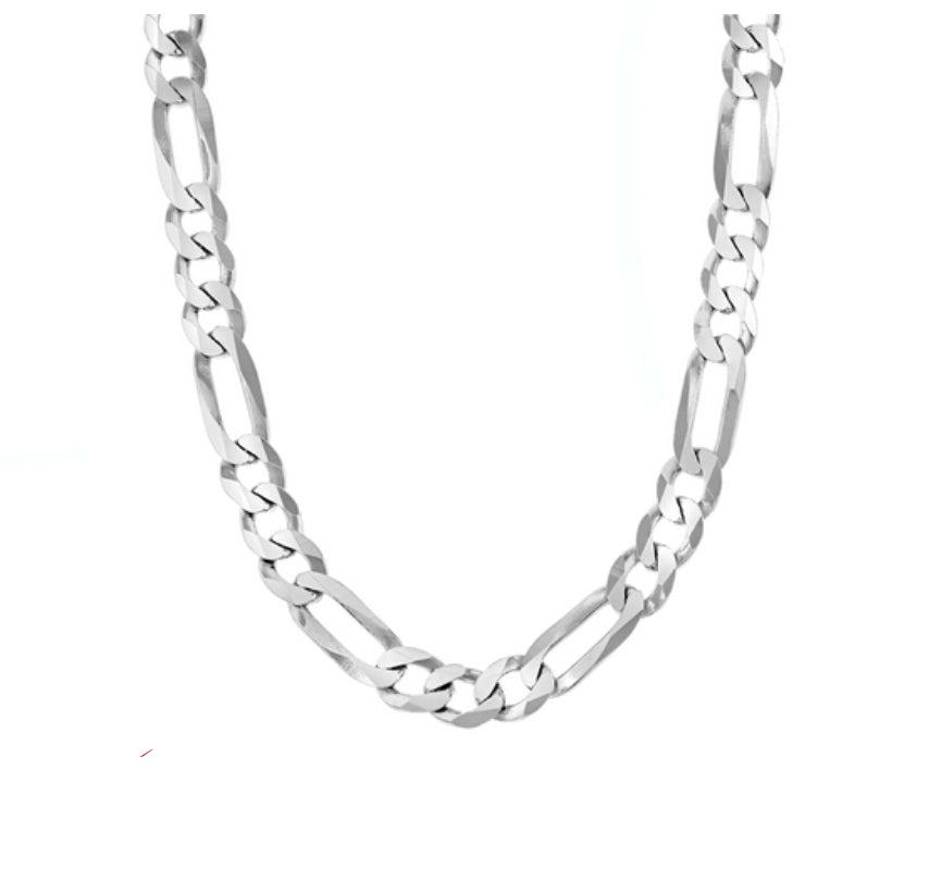 7mm Sterling Silver Men's Figaro Chain