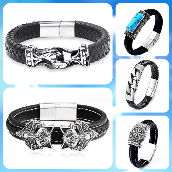 Stainless Steel and Leather Bracelets