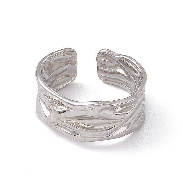 Stainless Steel Twist Wave Open Cuff Ring