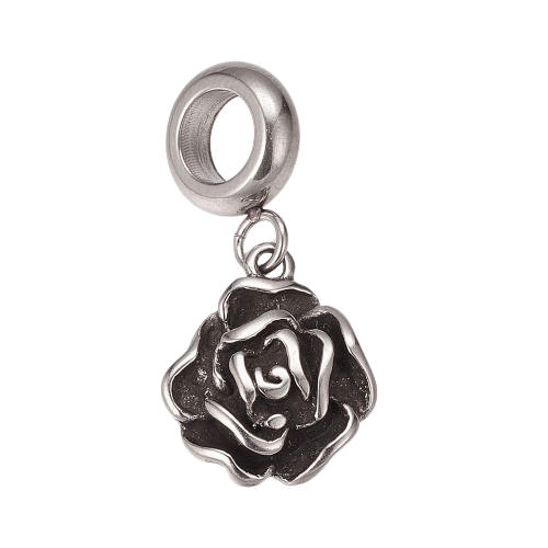 Stainless Steel Rose Charm