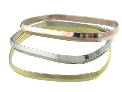 Stainless Steel Rectangular 3 Color Bangles (3Pc)