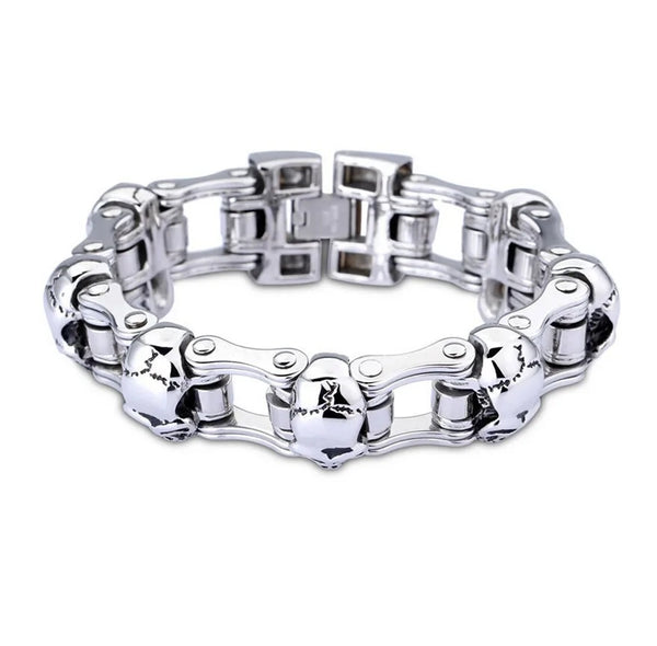 Motorcycle Chain Head Skull Bracelet