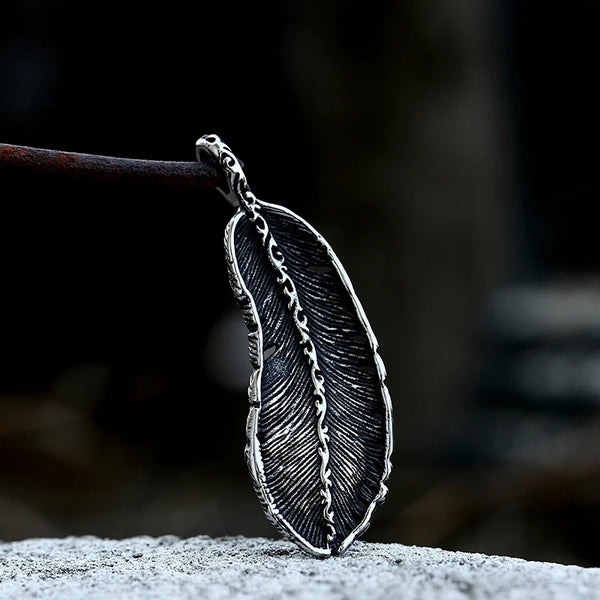 Feather with Red CZ Necklace