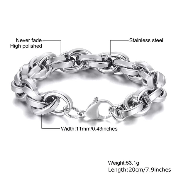 Stainless Steel 11mm Retro Chain Bracelet