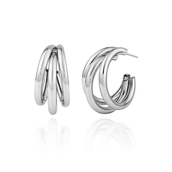 Stainless Steel 3 Rows Hoop Earrings