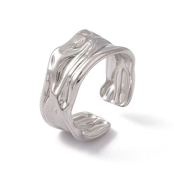Stainless Steel Twist Wave Open Cuff Ring