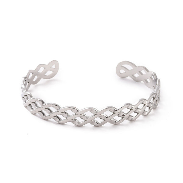 Stainless Steel Cuff Bangles, Hollow Wave Bangles