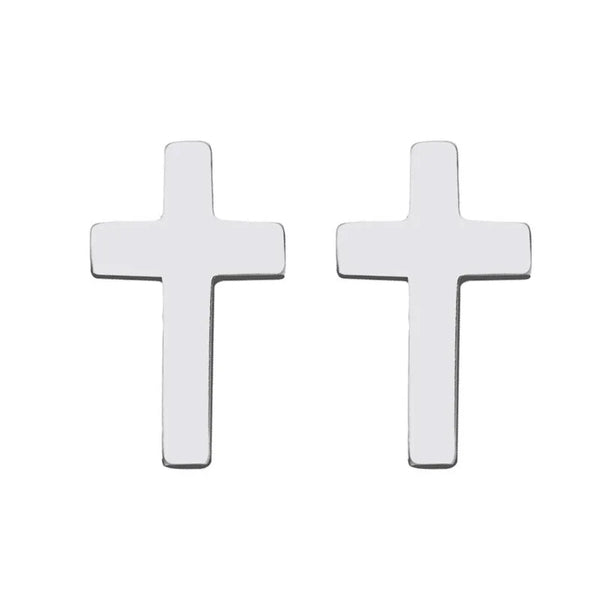 Stainless Steel Cross Stud Earrings