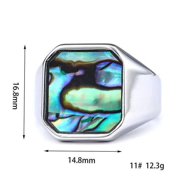 Stainless Steel Abalone Shell Ring