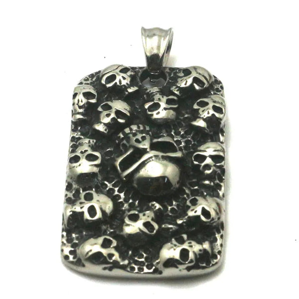 Stainless Steel Skull Tag Necklace