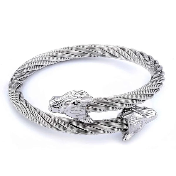 Stainless Steel Wolf Wire Bangle