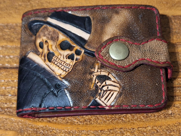 Genuine Leather Skull Custom  Handmade Wallet