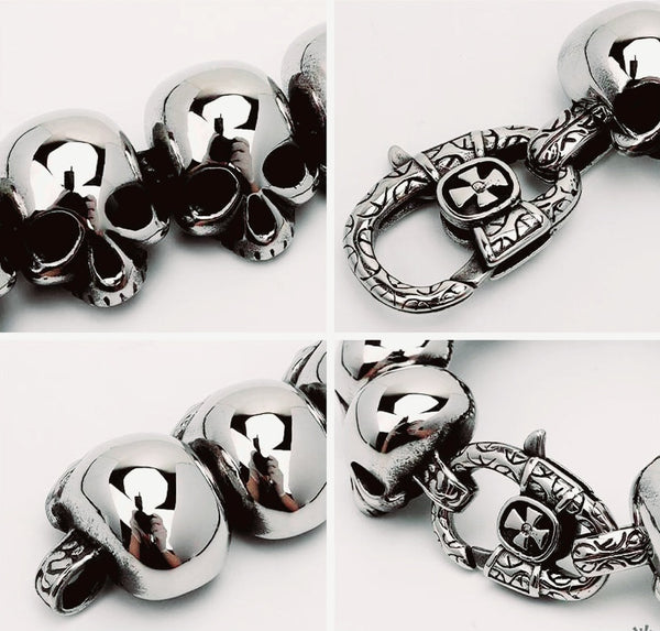 Stainless Steel 23mm Skull Head Bracelet