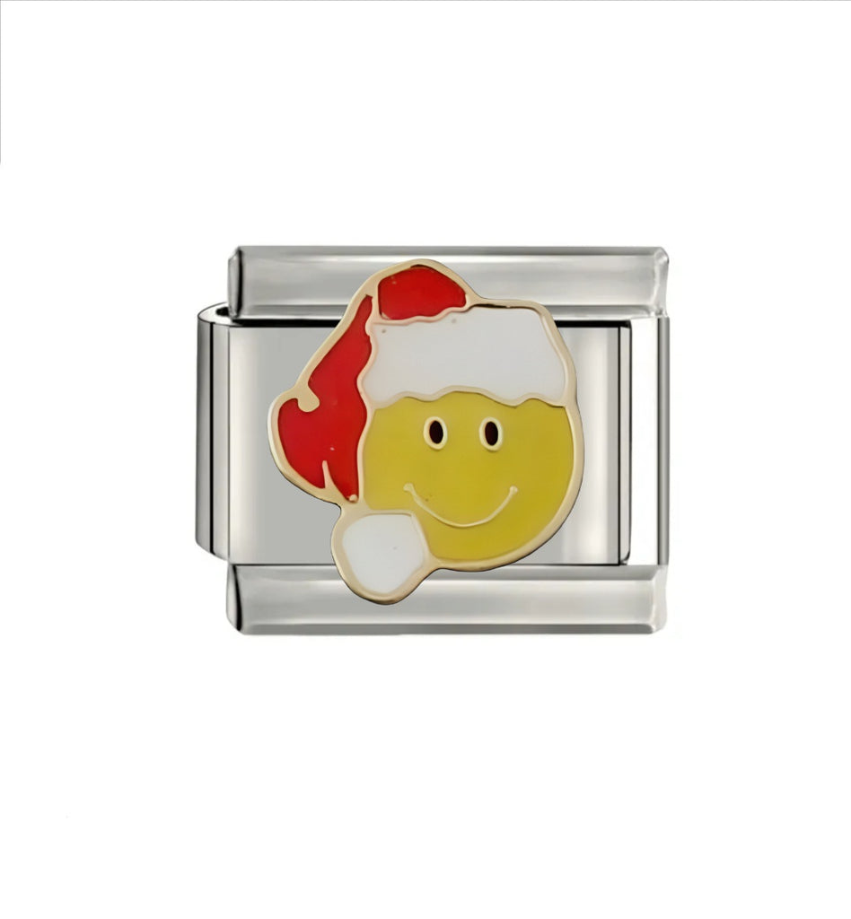 Stainless Steel Santa Emoji 9mm Charm