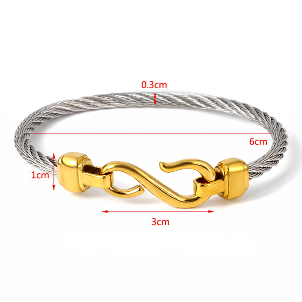 Love Infinity Symbol Charm Stainless Steel Cable Women's Cuff Bangle Bracelet