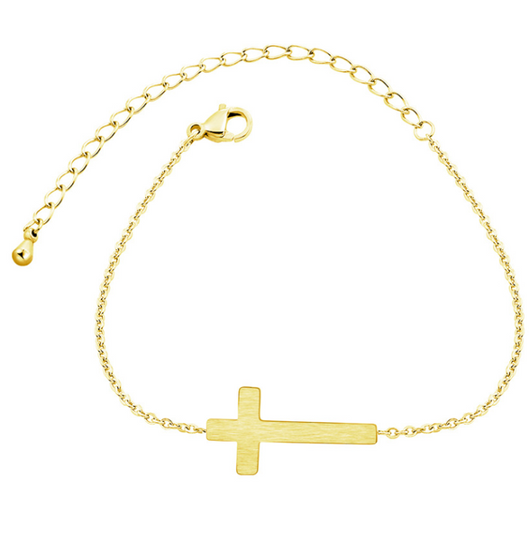 Stainless Steel Fine Cross Bracelet