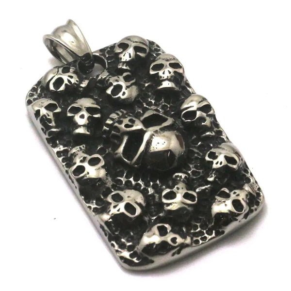 Stainless Steel Skull Tag Necklace