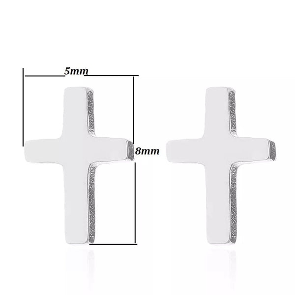 Stainless Steel Cross Stud Earrings