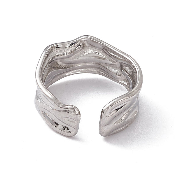 Stainless Steel Twist Wave Open Cuff Ring