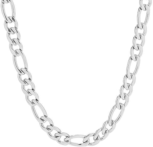 Stainless Steel 7mm Figaro Chain Necklace