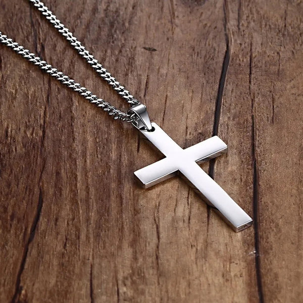 Sterling Silver Large Cross Pendant/Necklace