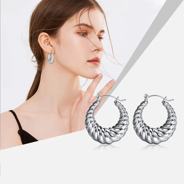 Stainless Steel Croissant Hoop Earrings