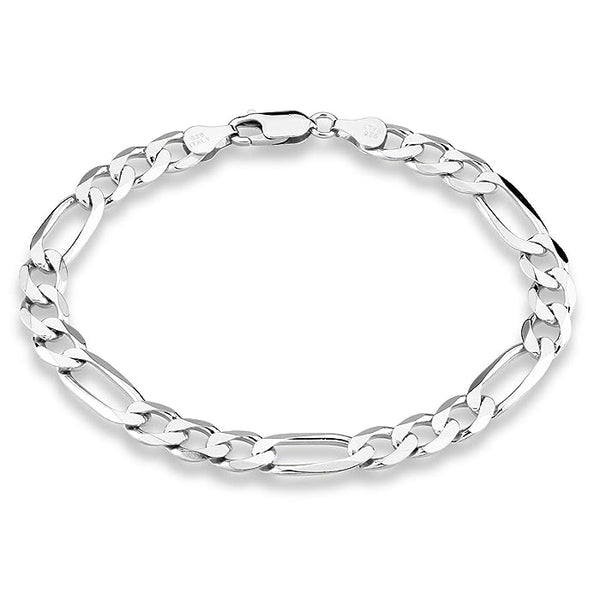 Sterling Silver 7mm Figaro Bracelet