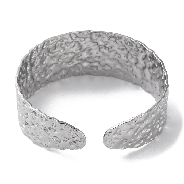 Stainless Steel Hammered Textured Cuff Bangles