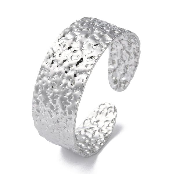 Stainless Steel Hammered Textured Cuff Bangles