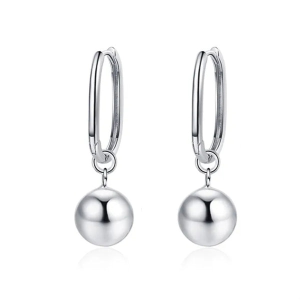 Stainless Steel Hoop Ball  Earrings