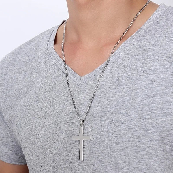 Sterling Silver Large Cross Pendant/Necklace