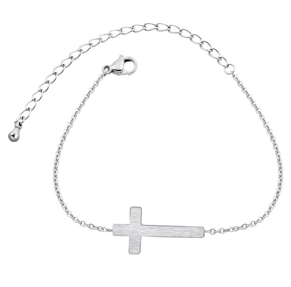 Stainless Steel Fine Cross Bracelet