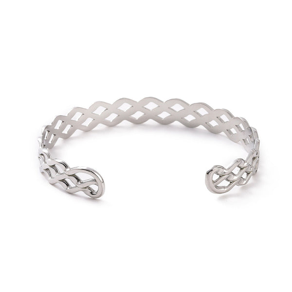 Stainless Steel Cuff Bangles, Hollow Wave Bangles