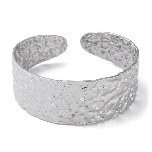 Stainless Steel Hammered Textured Cuff Bangles
