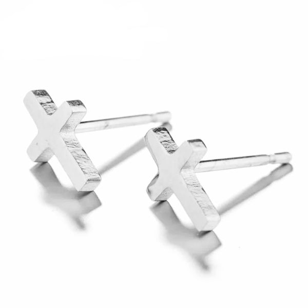 Stainless Steel Cross Stud Earrings