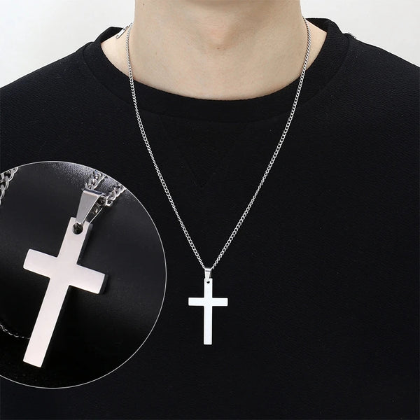 Sterling Silver Large Cross Pendant/Necklace