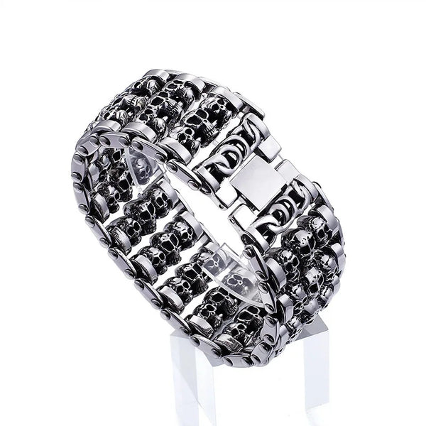 Stainless Steel 30mm Wide Skull Bracelet