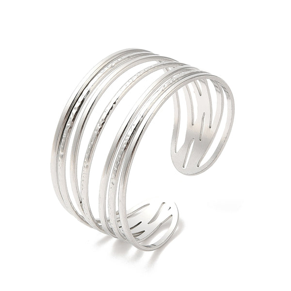 Stainless Steel Multi String Cuff Bangle