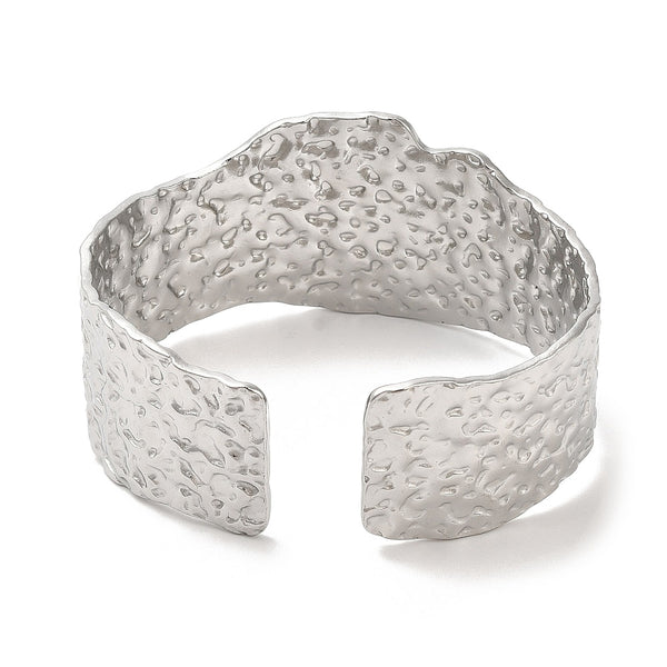 Stainless Steel Hammered Wide Cuff Bangle