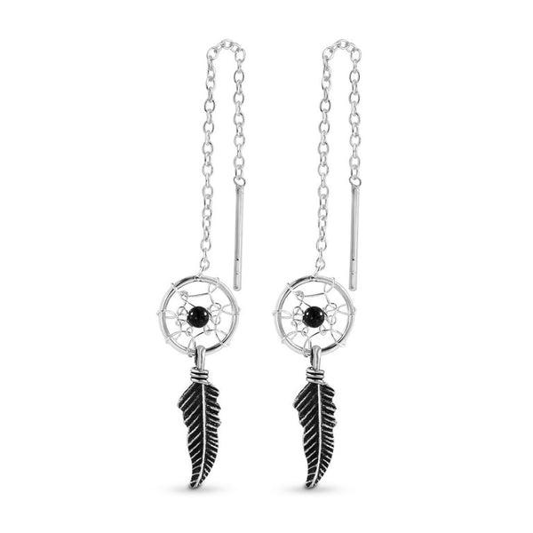 Sterling Silver Dreamcatcher Threader Earrings