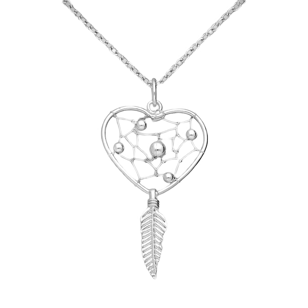 Sterling Silver Heart Dream Catcher Necklace